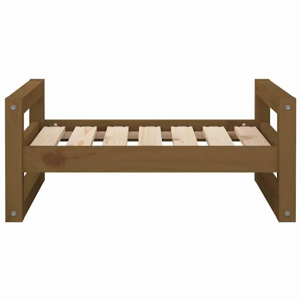 Honey Brown Solid Pine Wood Dog Bed for Comfort