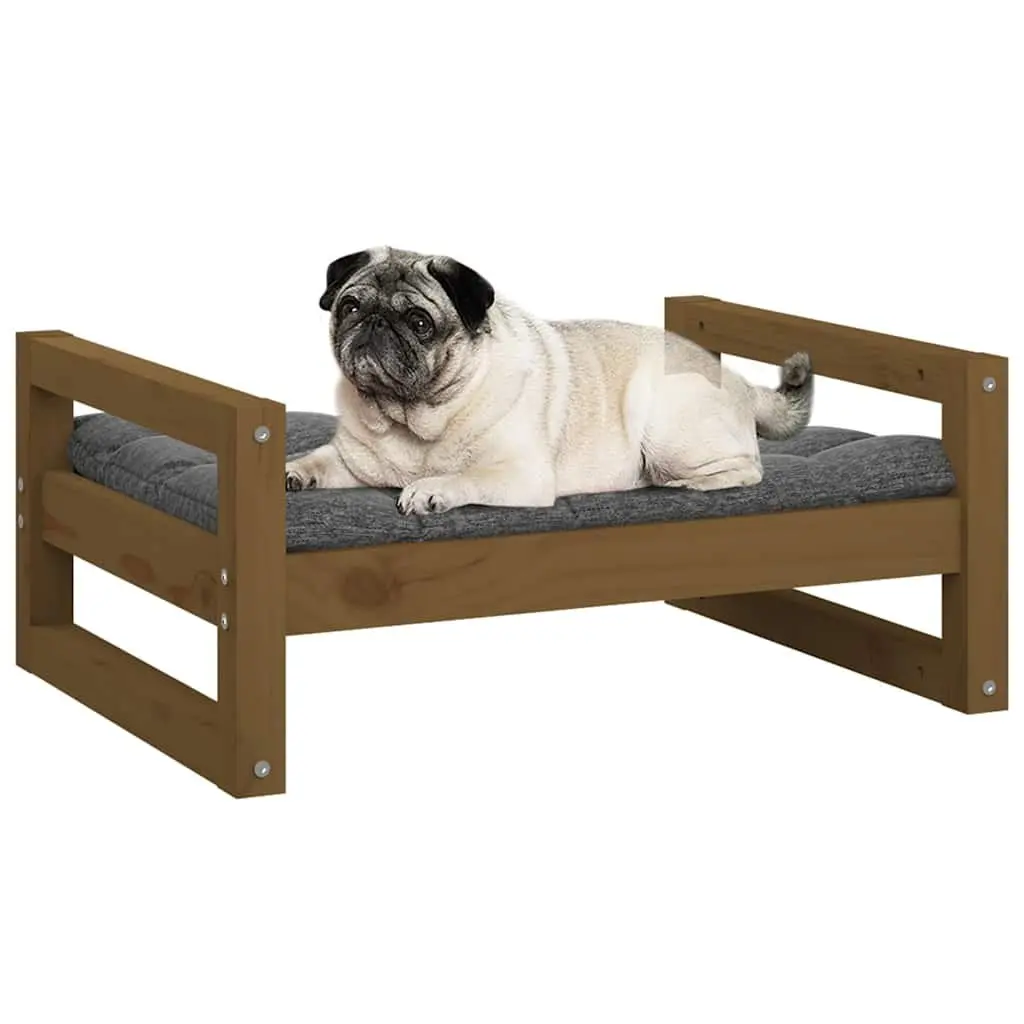 Honey Brown Solid Pine Wood Dog Bed for Comfort