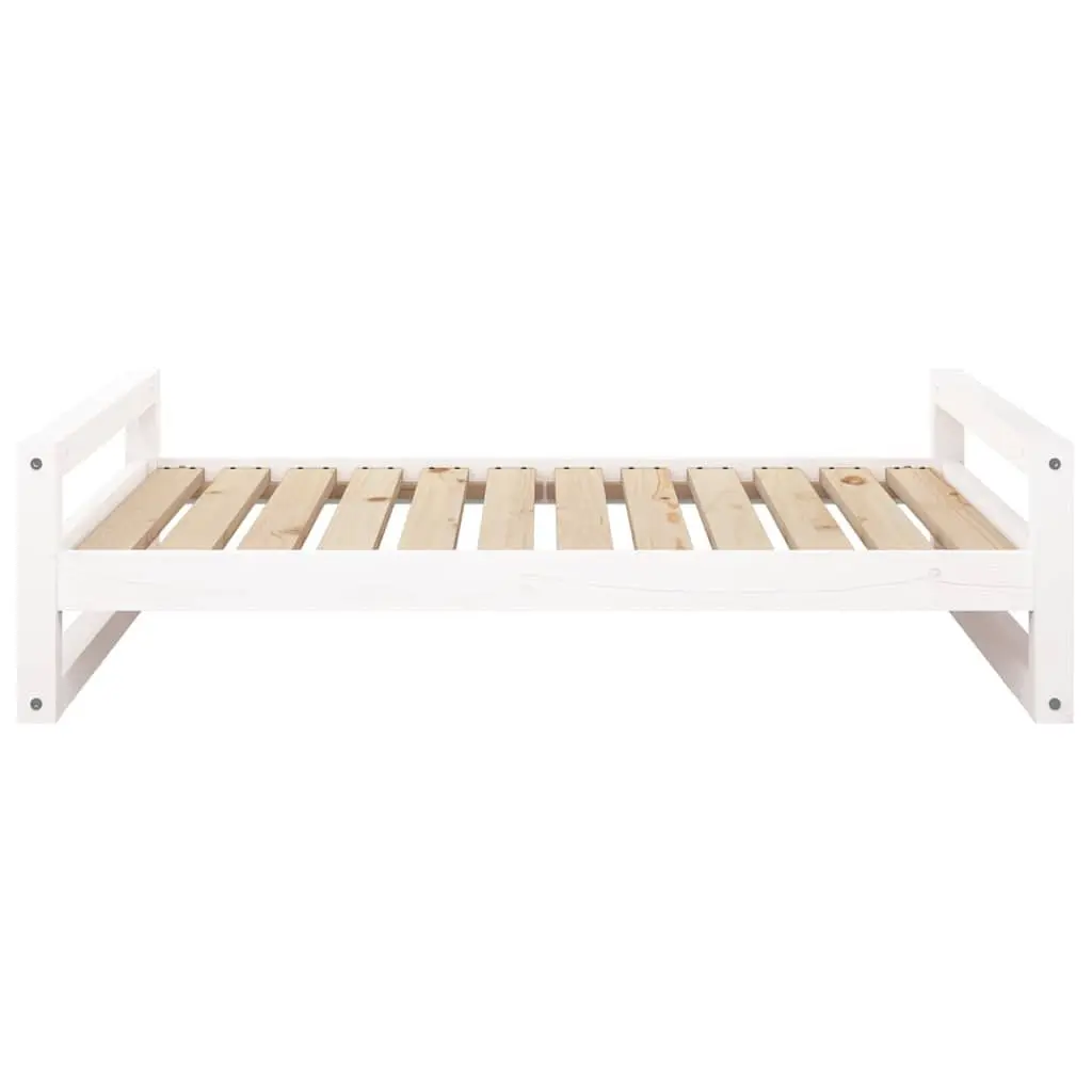 Rectangular Dog Bed in White with Solid Pine Frame