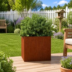 32x30x29 cm Brown Corten Steel Outdoor Planter Box