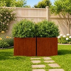 Durable Steel Garden Planters, Set of 2, 42x40x39 cm