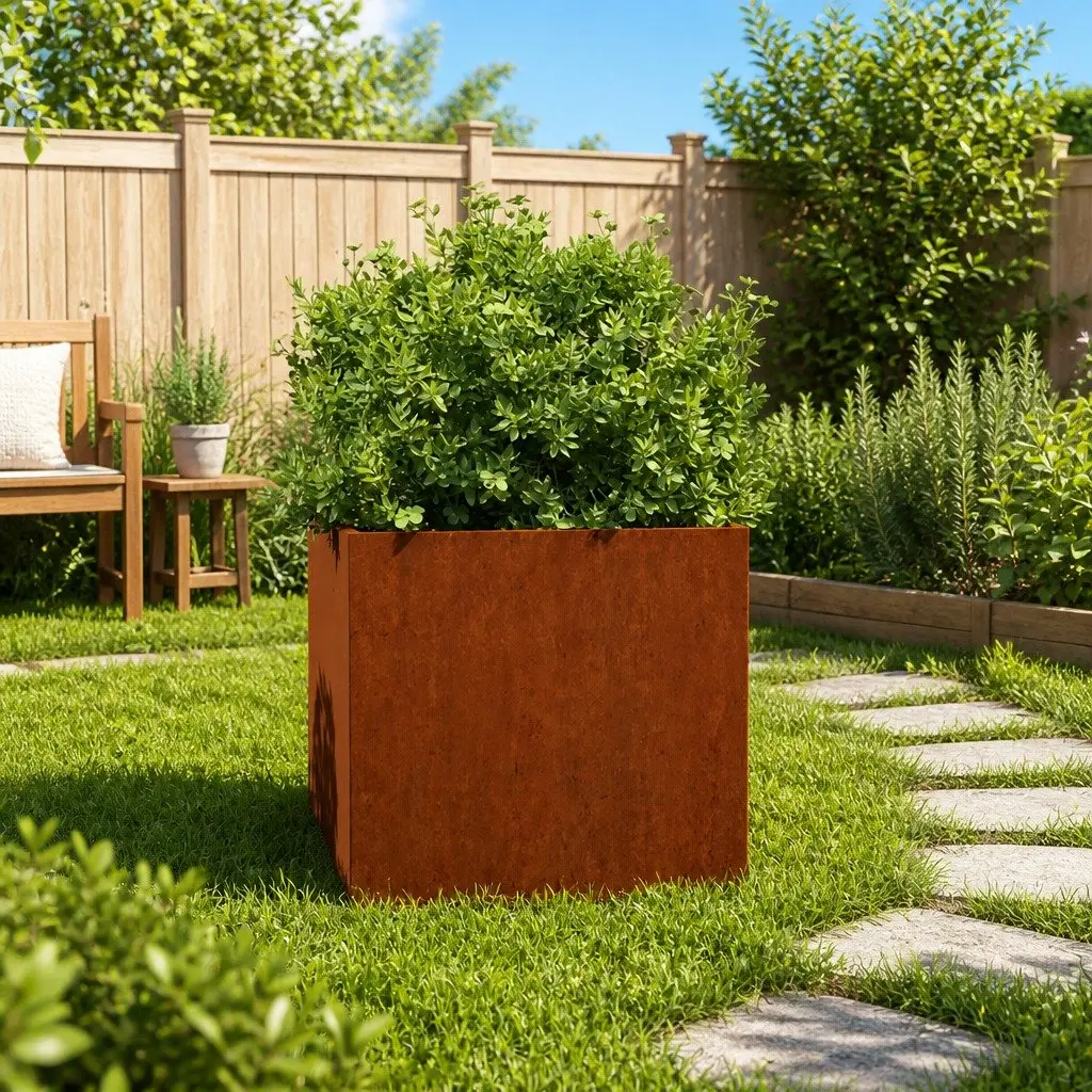 Corten Steel Planter Box 49x47x46cm for Gardens