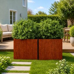 Durable Corten Steel Planters Set of 2 for Garden and Patio