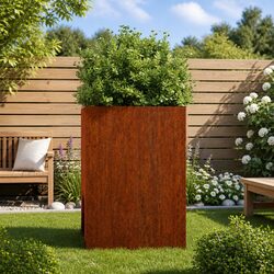 Durable Corten Steel Planter Box for Garden and Patio 42x38x75cm