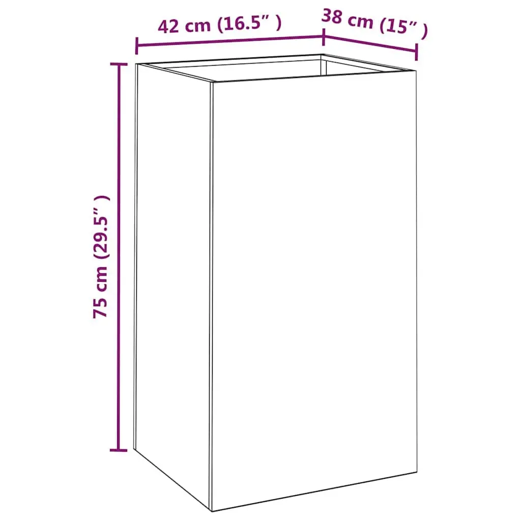 Corten Steel Planter Box for Garden and Patio 42x38x75cm