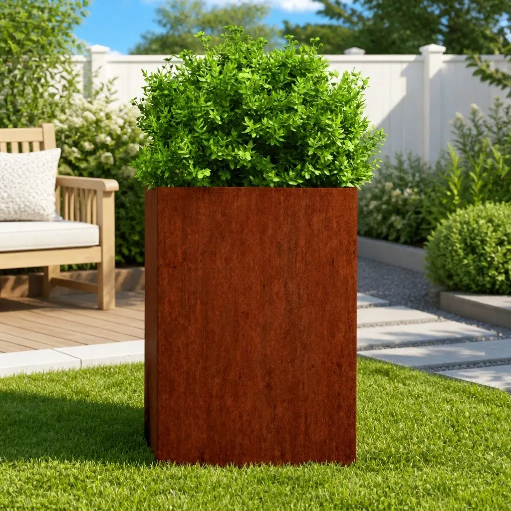Corten Steel Planter 52x48x75cm Weathering Steel Brown Outdoor Garden Raised Bed