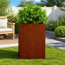 Durable Corten Steel Planter for Gardens 52x48x75cm