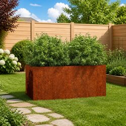 Durable Corten Steel Planter 62x30x29 cm for Garden