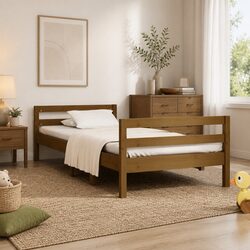 Solid Pine Wood Bed Frame 90x190cm Honey Brown