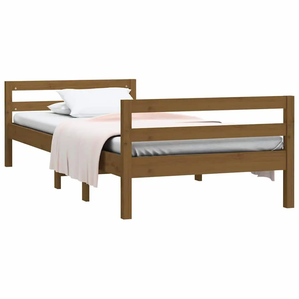 Solid Pine Wood Bed Frame 90x190cm Honey Brown