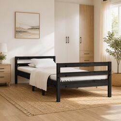 Quality Solid Wood Bed Frame 90x190cm Black Pine