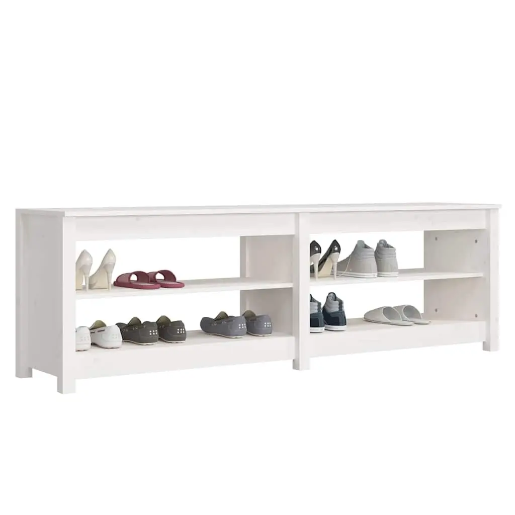 Wooden Shoe Bench with 4 Open Shelves