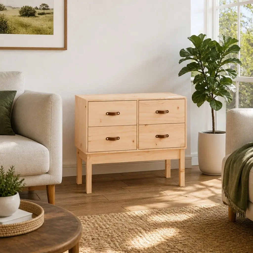 Console Cabinet 90x40x78cm Solid Pine Wood