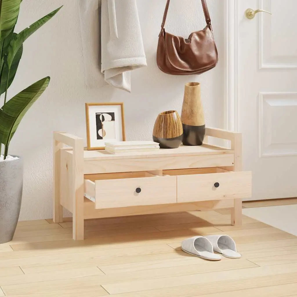 Hall Bench Solid Pine Wood 80 cm Brown