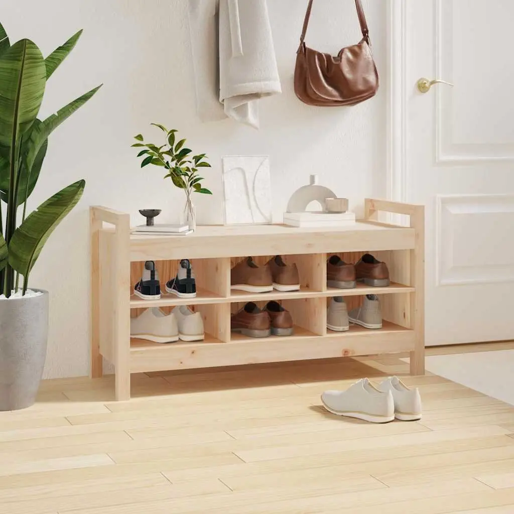 Hall Bench 110x40x60cm Storage Entryway Wooden Bench with 6 Compartments Brown