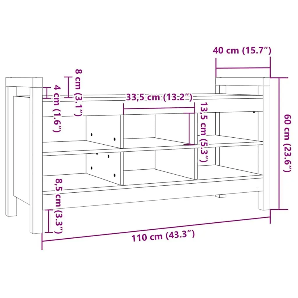 Hall Bench 110x40x60cm Storage Entryway Wooden Bench with 6 Compartments Brown