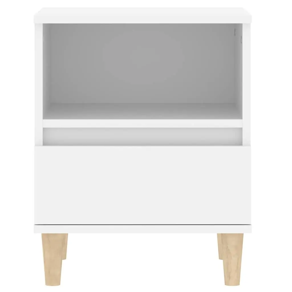 White Engineered Wood Bedside Cabinet with Drawer
