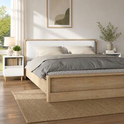 Elegant White Bedside Cabinets Set with Wooden Legs