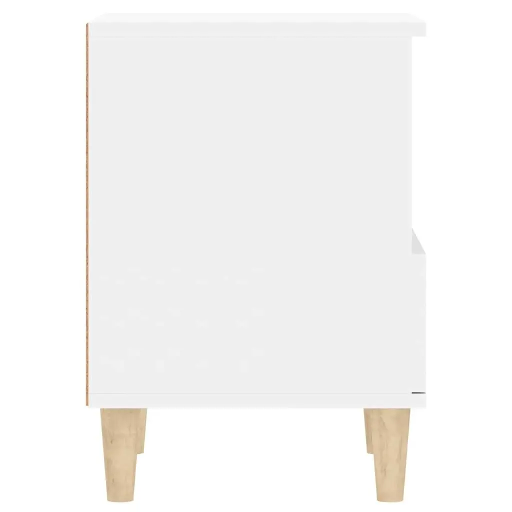 White Bedside Cabinets Set with Wooden Legs