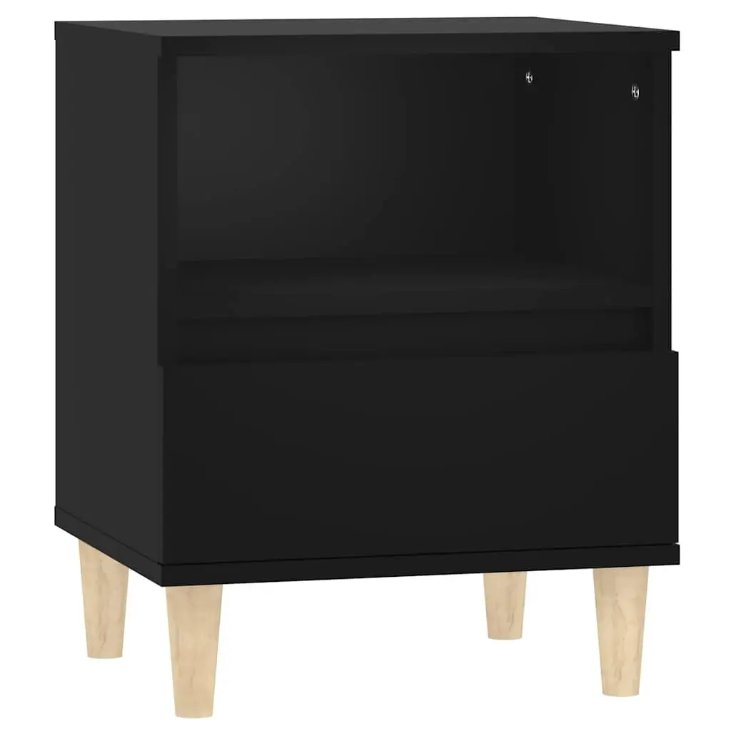Bedside Cabinet Black Storage Table Bedroom Nightstand Drawer Compartment