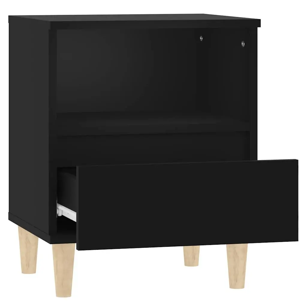 Bedside Cabinet Black Storage Table Bedroom Nightstand Drawer Compartment