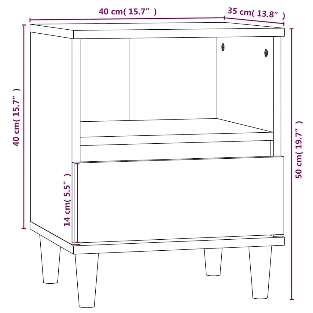 Bedside Cabinet Black Storage Table Bedroom Nightstand Drawer Compartment