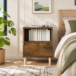 Elegant Brown Nightstand with Storage Drawer