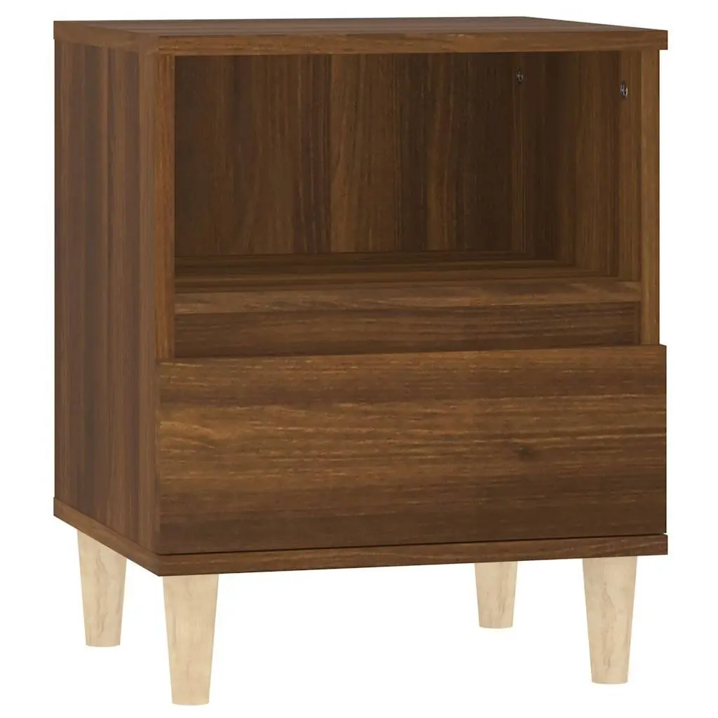 Brown Oak Bedside Cabinet with Storage Drawer