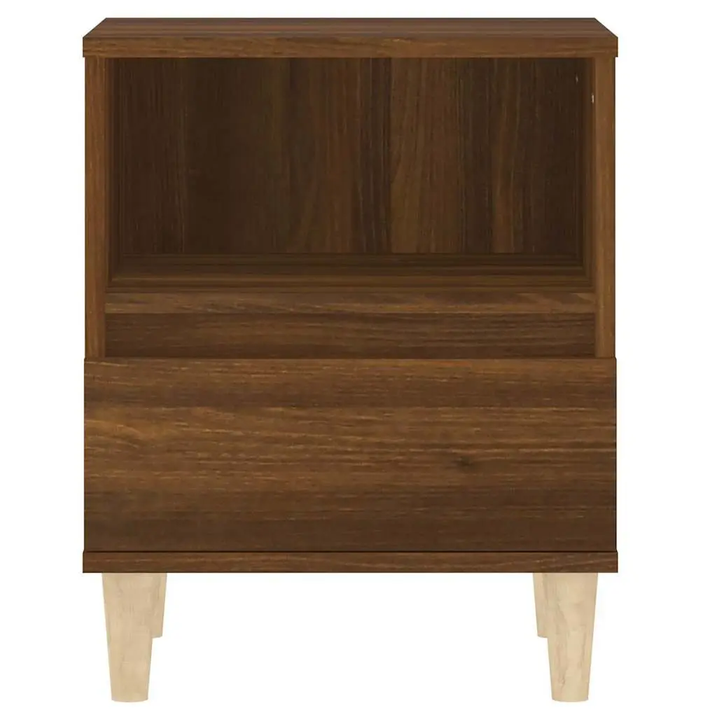 Brown Oak Bedside Cabinet with Storage Drawer