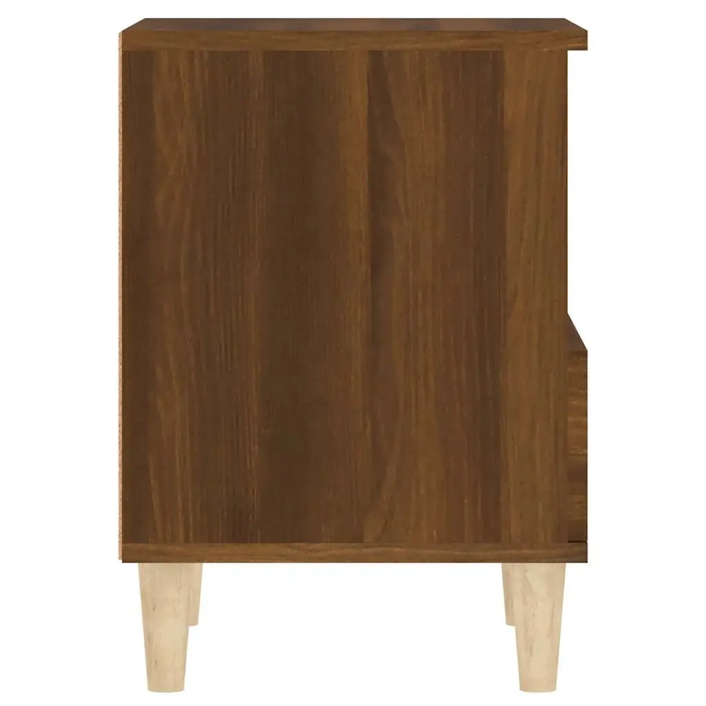 Brown Oak Bedside Cabinet with Storage Drawer