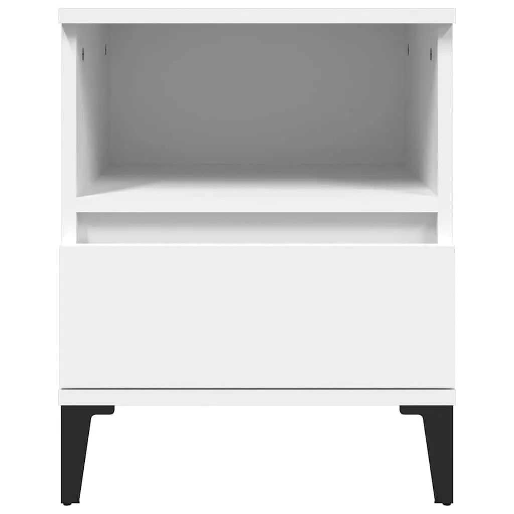 White Bedside Cabinet with Drawer and Compartment