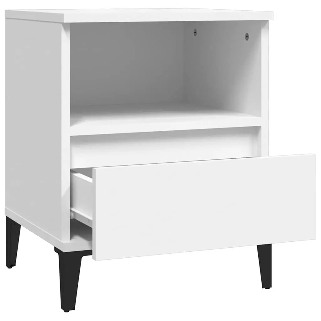 White Bedside Cabinet with Drawer and Compartment
