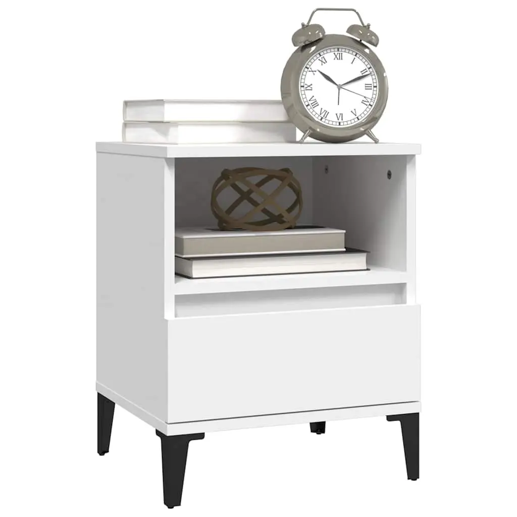 White Bedside Cabinet with Drawer and Compartment