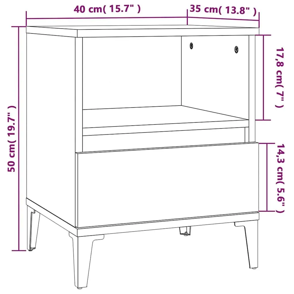 White Bedside Cabinet with Drawer and Compartment