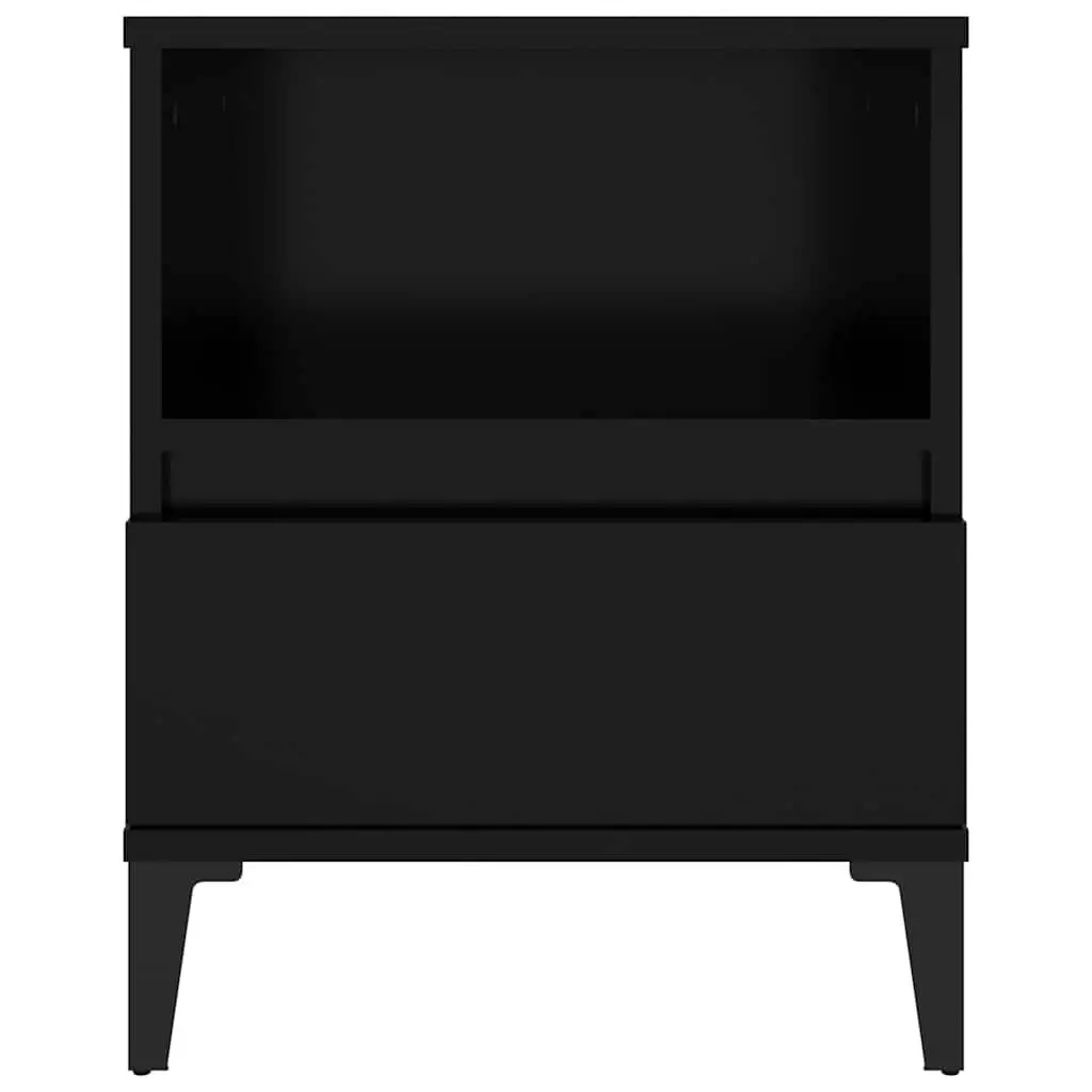 Black Nightstand with Drawer and Metal Feet