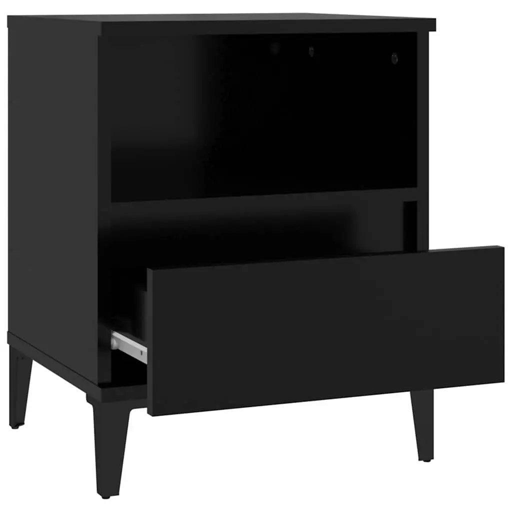 Bedside Cabinets 2 pcs Black Storage Nightstand Drawers Compartment Side Table