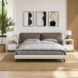 Elegant White Bedside Cabinets Set with Metal Feet