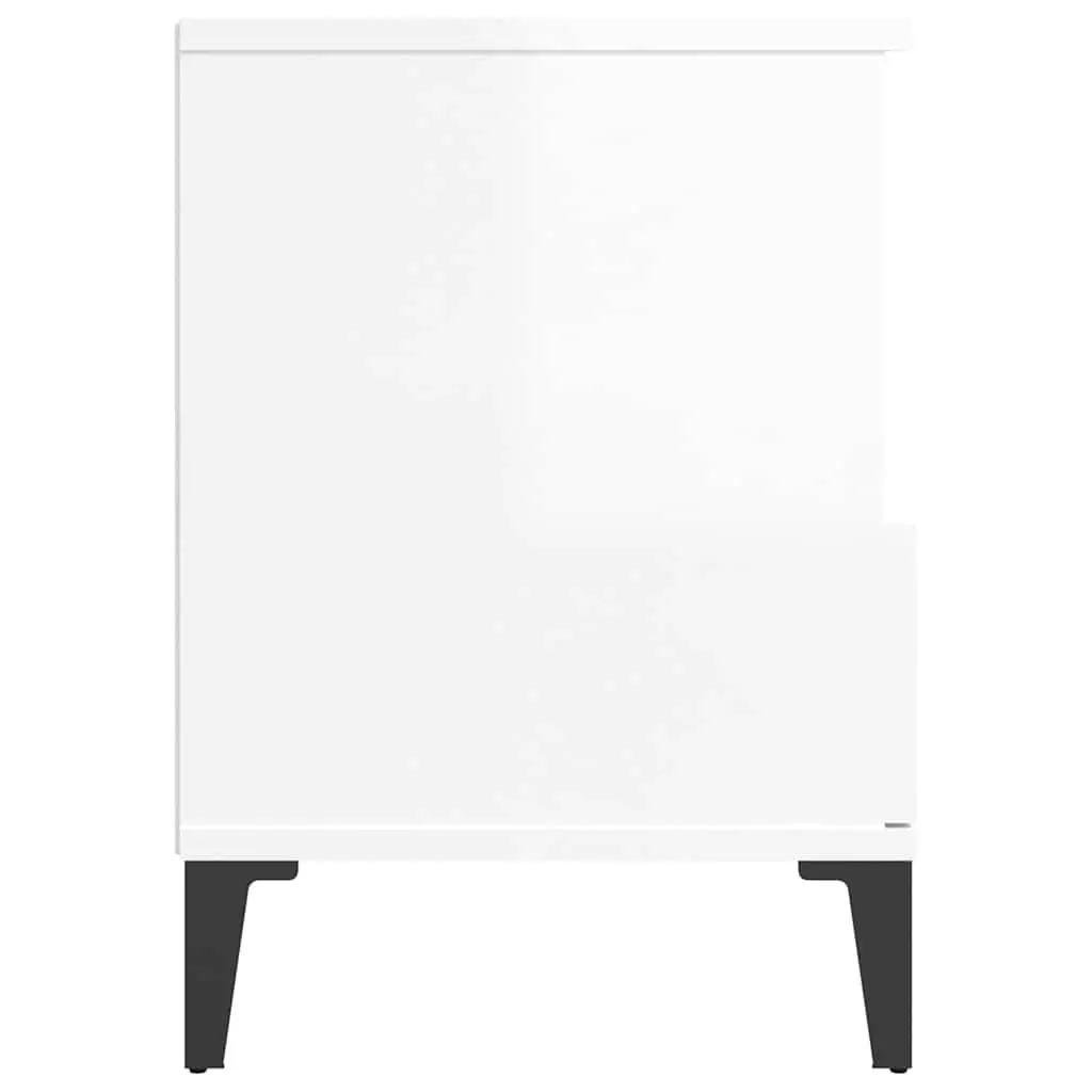 White Bedside Cabinets Set with Metal Feet