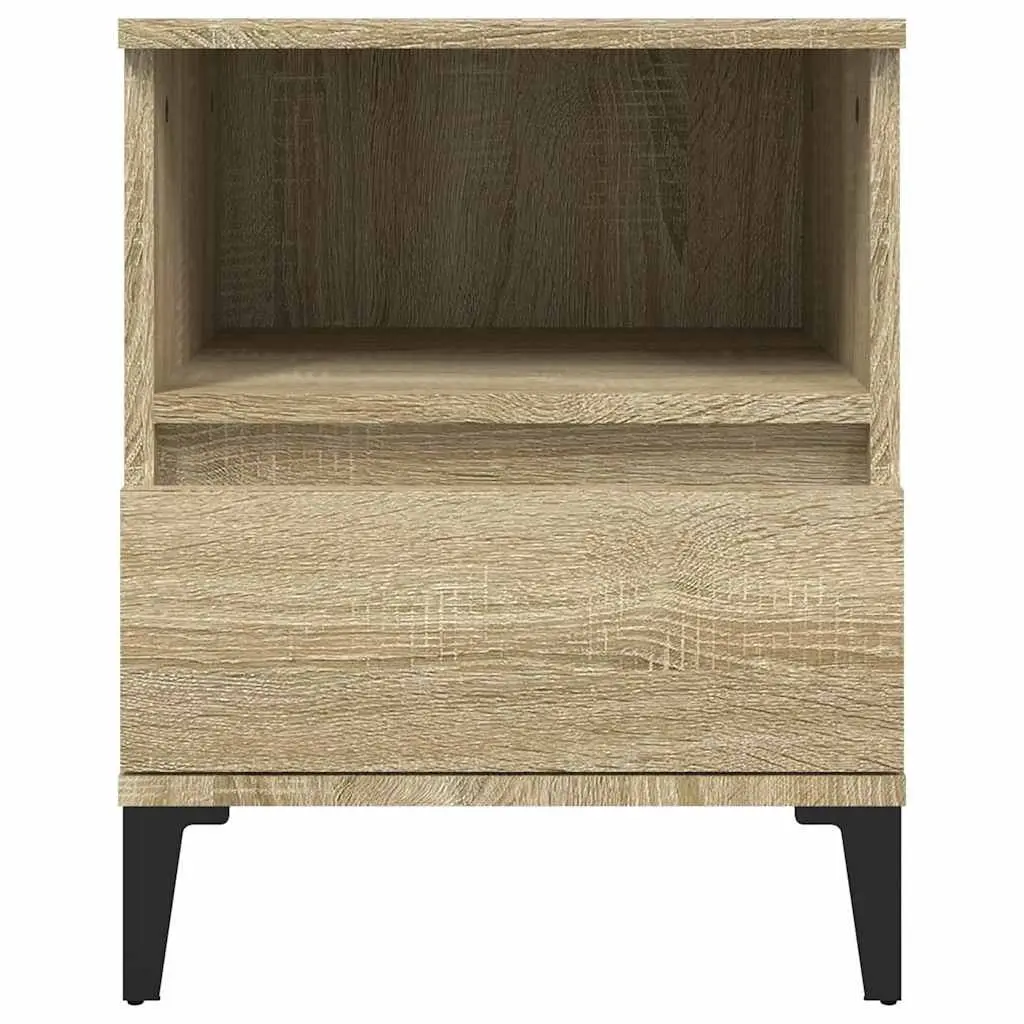 Bedside Cabinets 2 pcs Brown Storage Cabinet Drawer Compartment Side Table