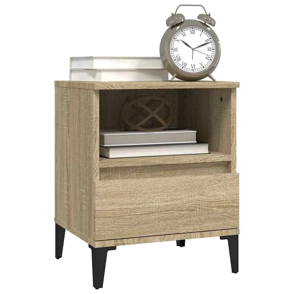 Bedside Cabinets 2 pcs Brown Storage Cabinet Drawer Compartment Side Table