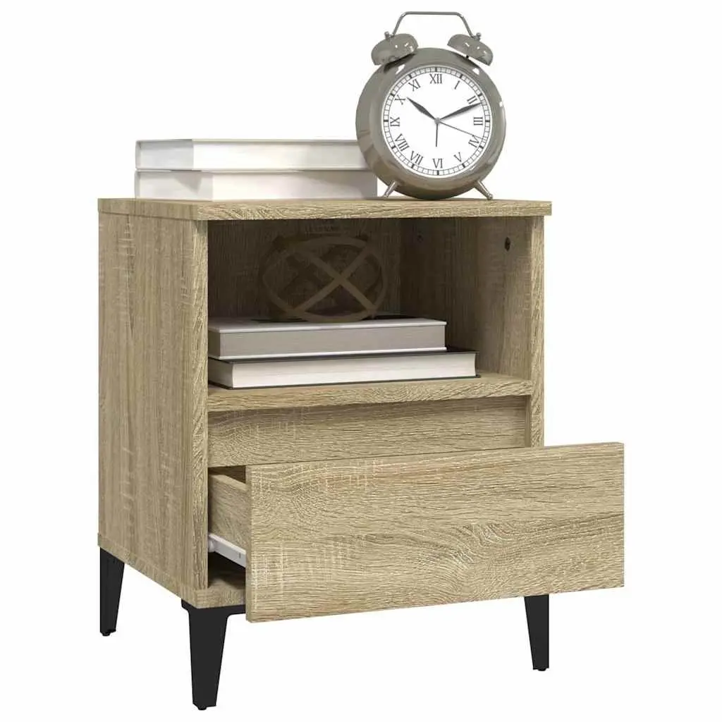Bedside Cabinets 2 pcs Brown Storage Cabinet Drawer Compartment Side Table