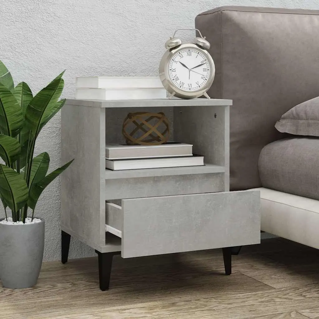 Bedside Cabinets Engineered Wood 40 x 35 x 50 cm Grey Set of 2