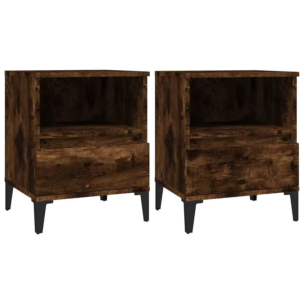 Smoked Oak Bedside Cabinet with Storage Drawer