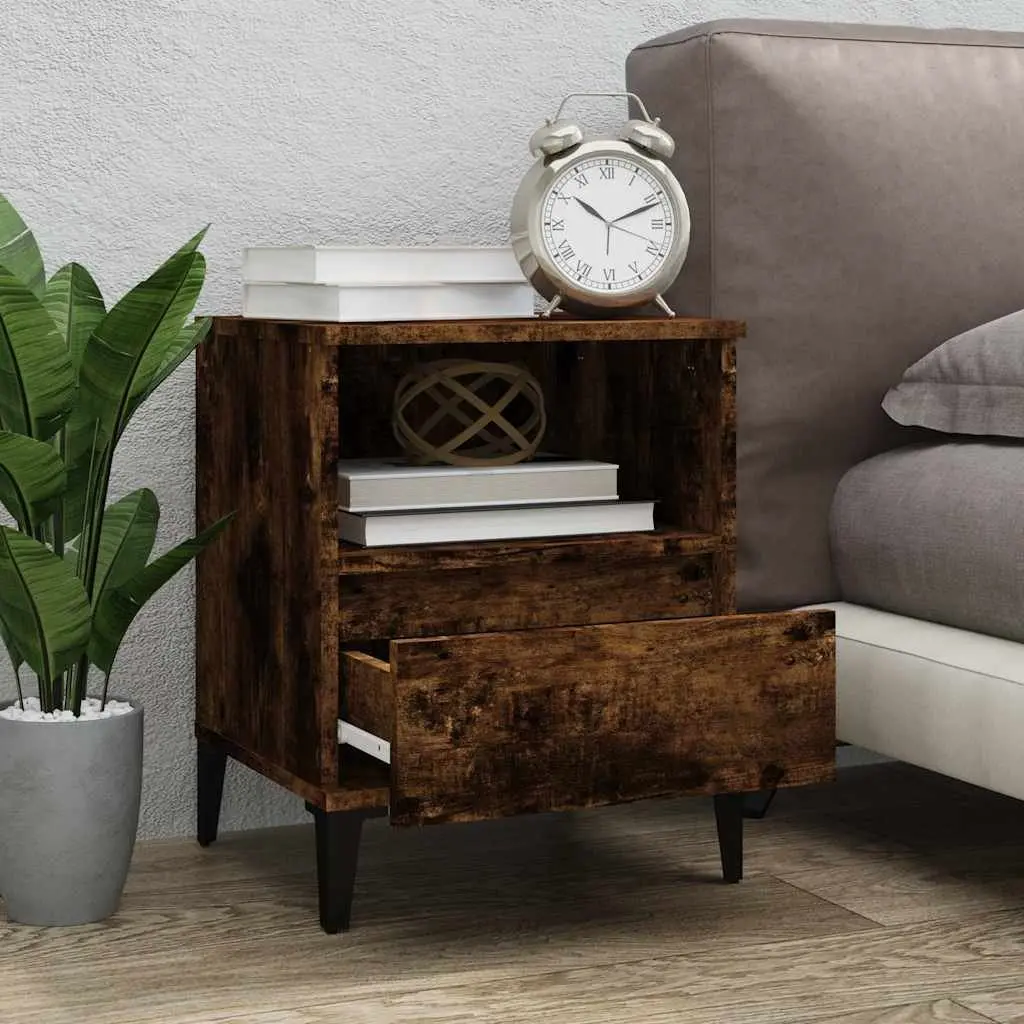 Smoked Oak Bedside Cabinet with Storage Drawer