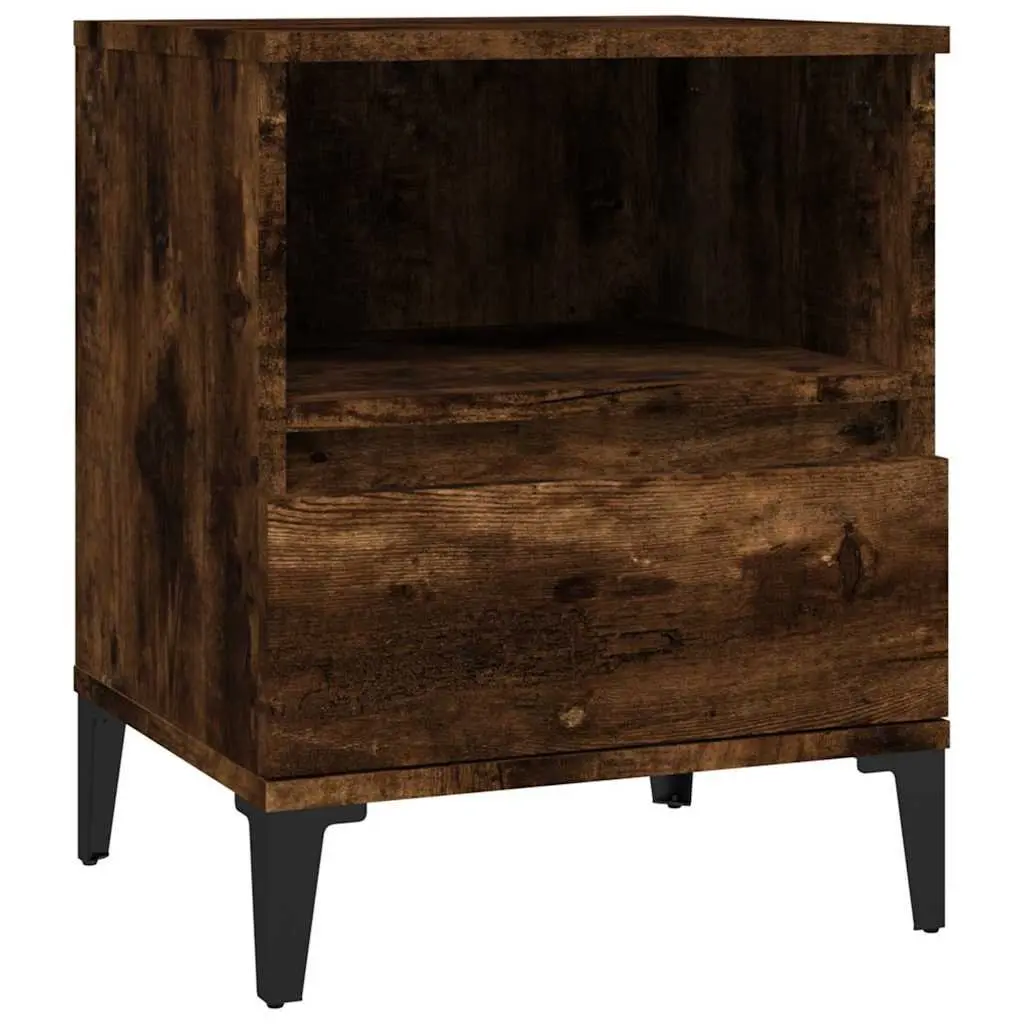 Smoked Oak Bedside Cabinet with Storage Drawer