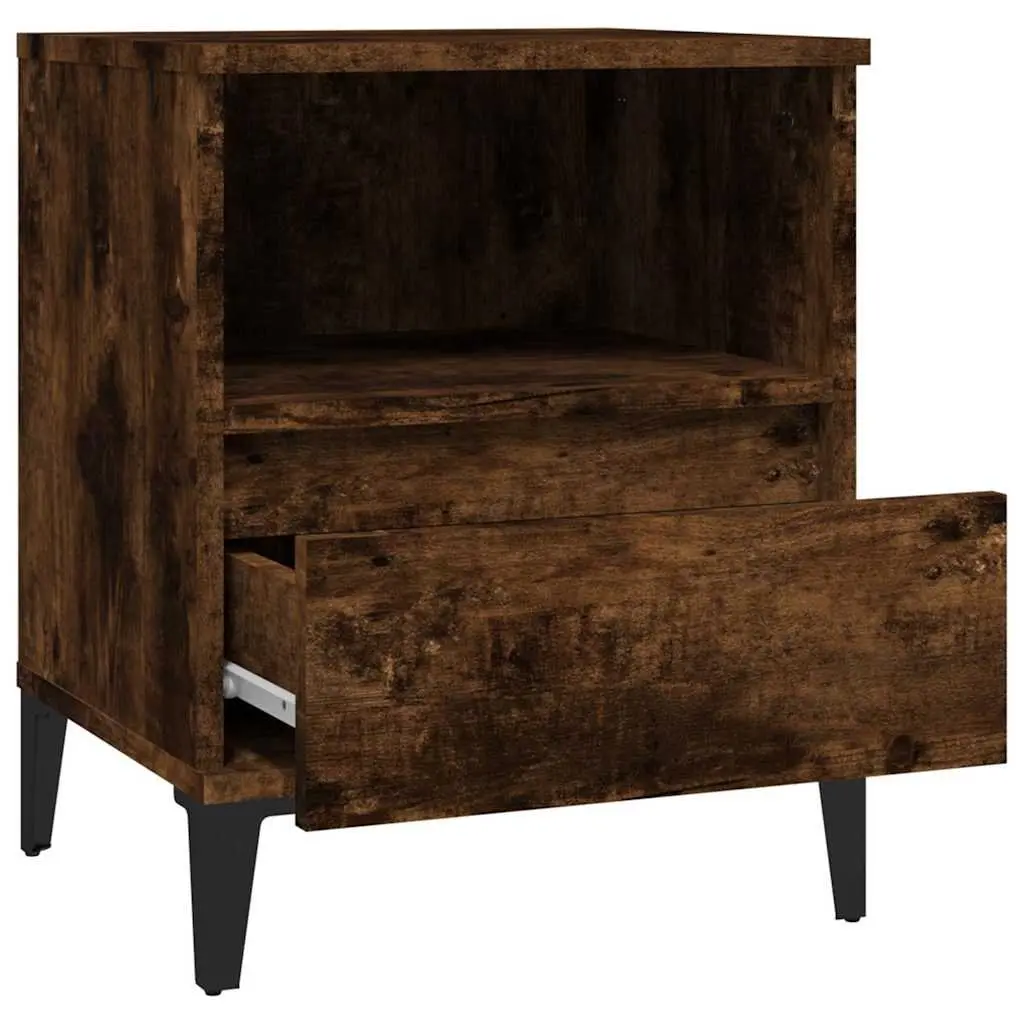 Smoked Oak Bedside Cabinet with Storage Drawer