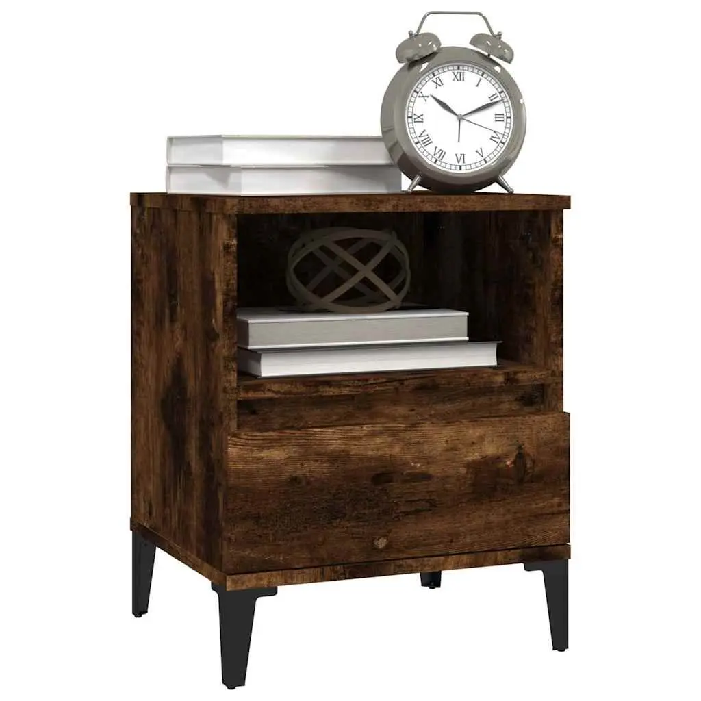 Smoked Oak Bedside Cabinet with Storage Drawer