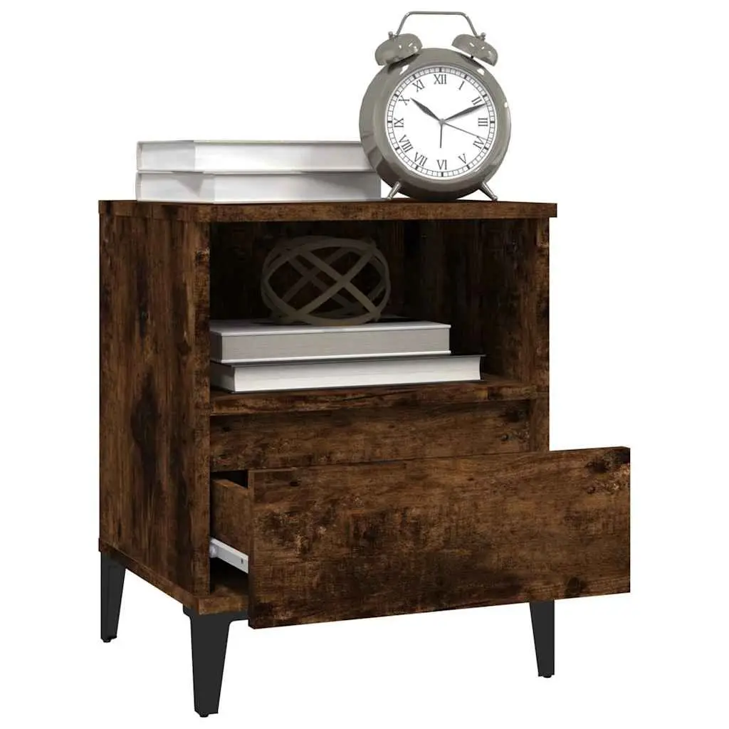 Smoked Oak Bedside Cabinet with Storage Drawer