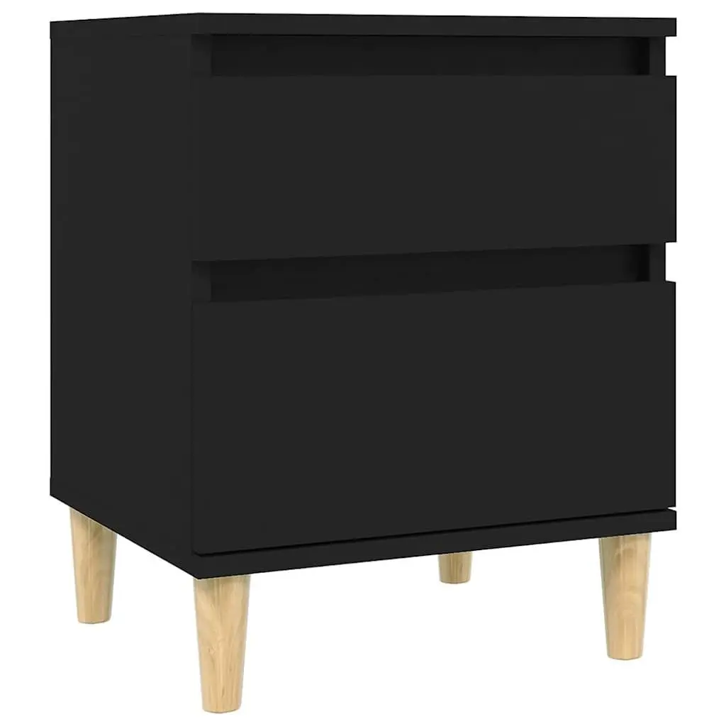 Bedside Cabinets Engineered Wood 40W x 35D x 50H cm Black 2 Piece