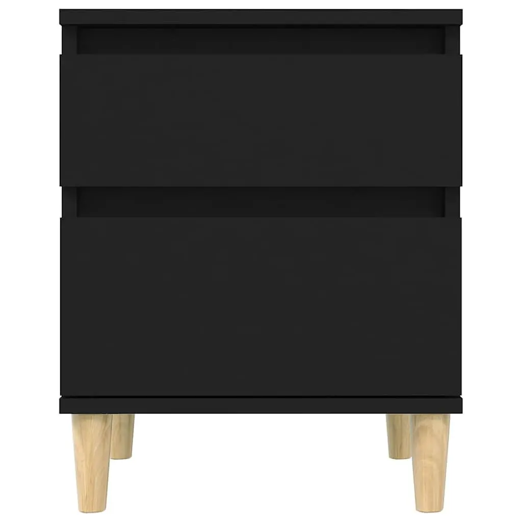 Bedside Cabinets Engineered Wood 40W x 35D x 50H cm Black 2 Piece